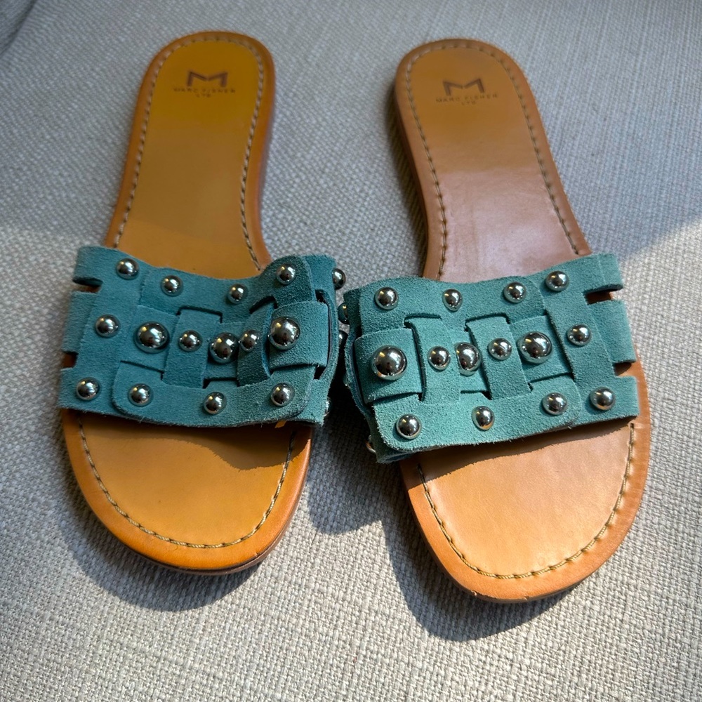 Marc Fisher flat sandals with silver bead detail